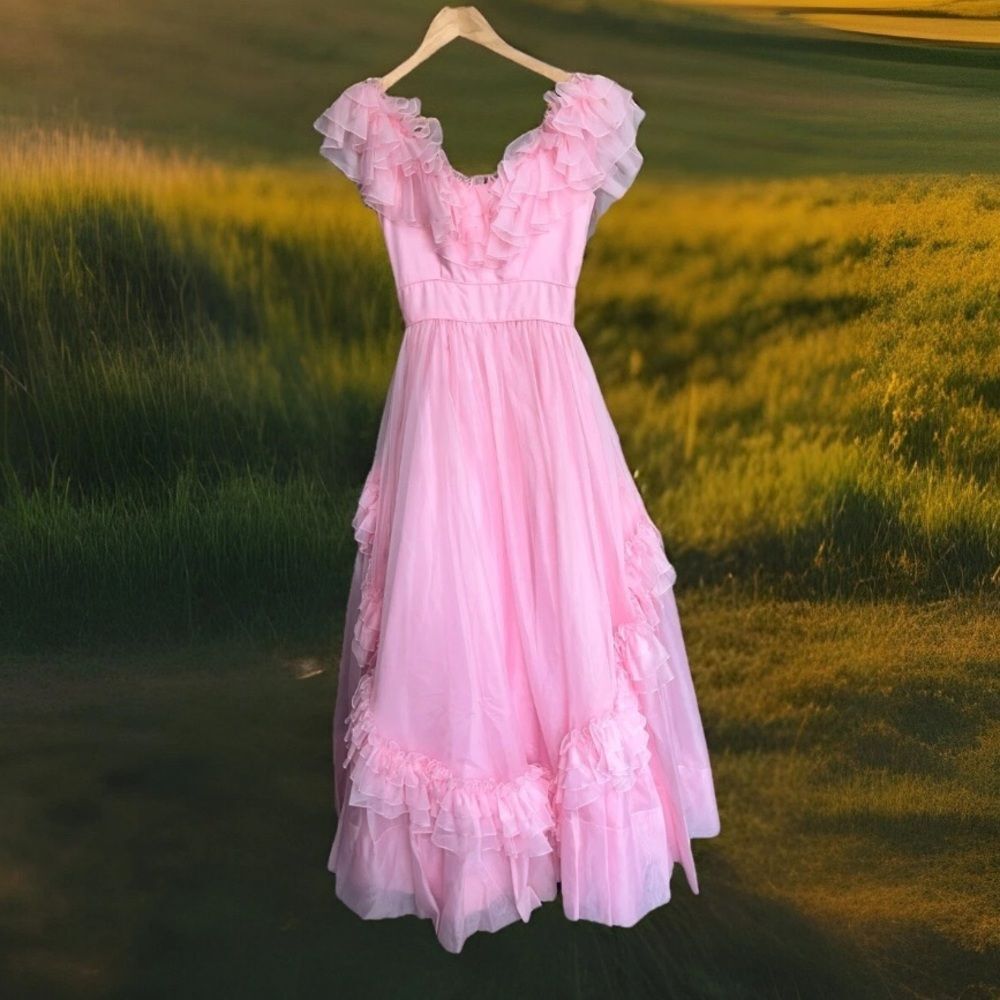 Vintage 1950s-1960s Era Mike Benet Dress Pink Ballgown 6 - Picture 4 of 14
